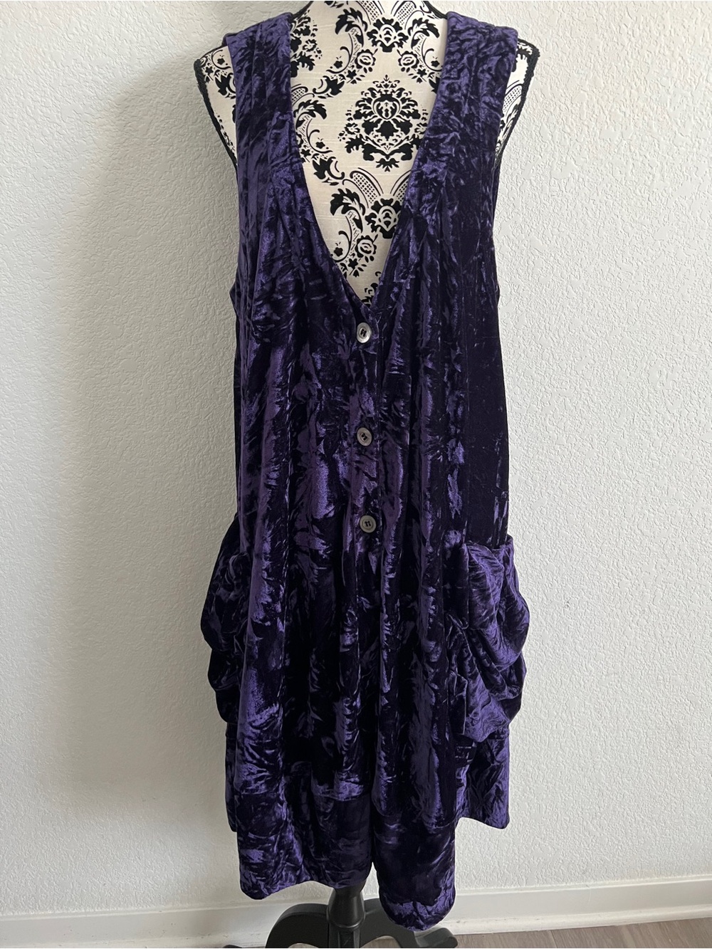 NYAH Purple Crushed Velvet Midi Dress Size M
